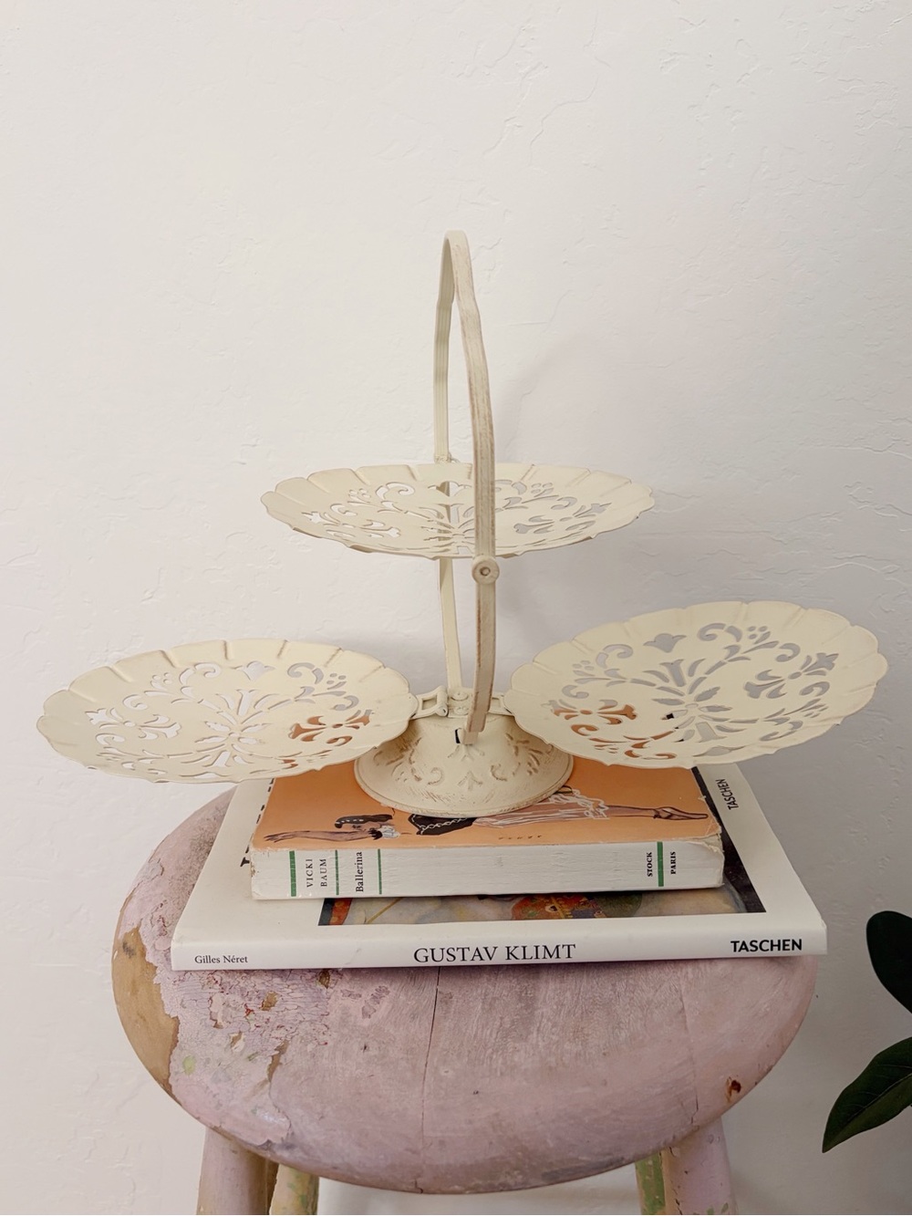 Vintage 3 Tier Foldable Metal Dessert Tray